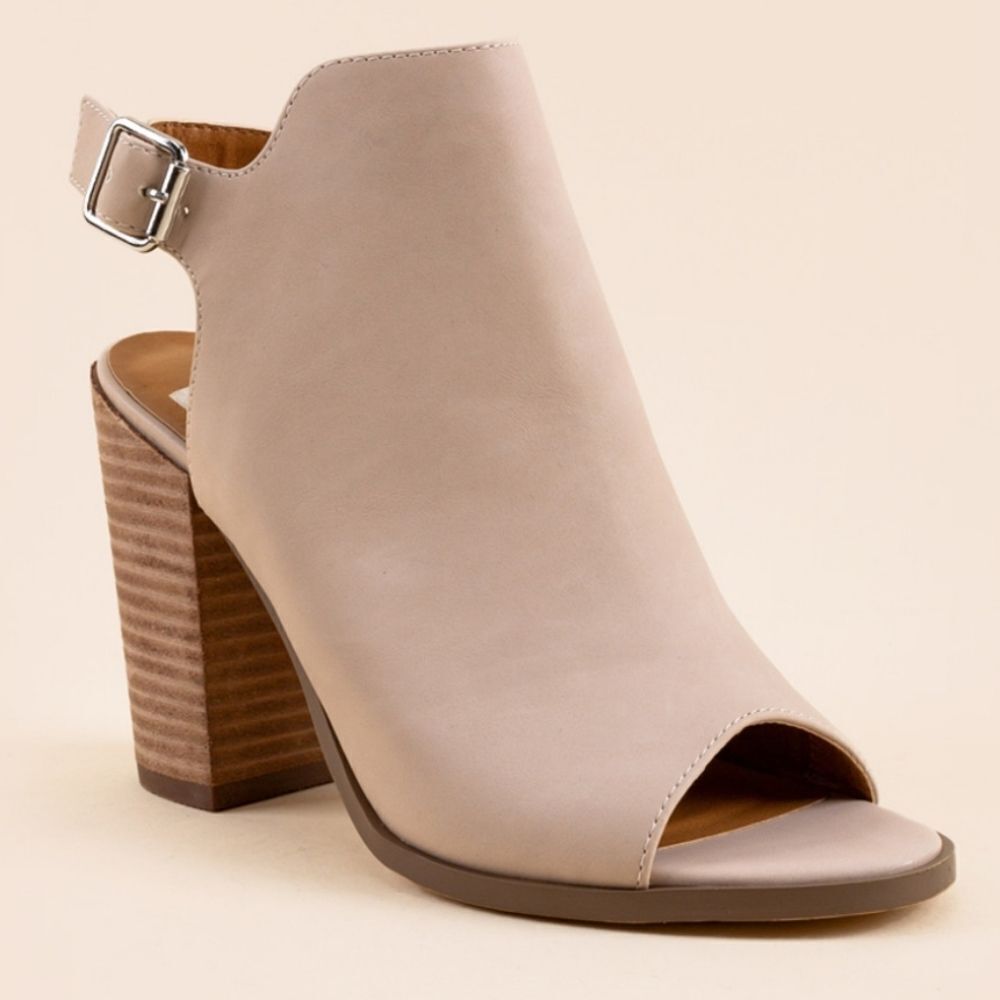 New Dv By Dolce Vita Booker Peep Toe Heel Tan Beige Cream Block High Heel Sandal